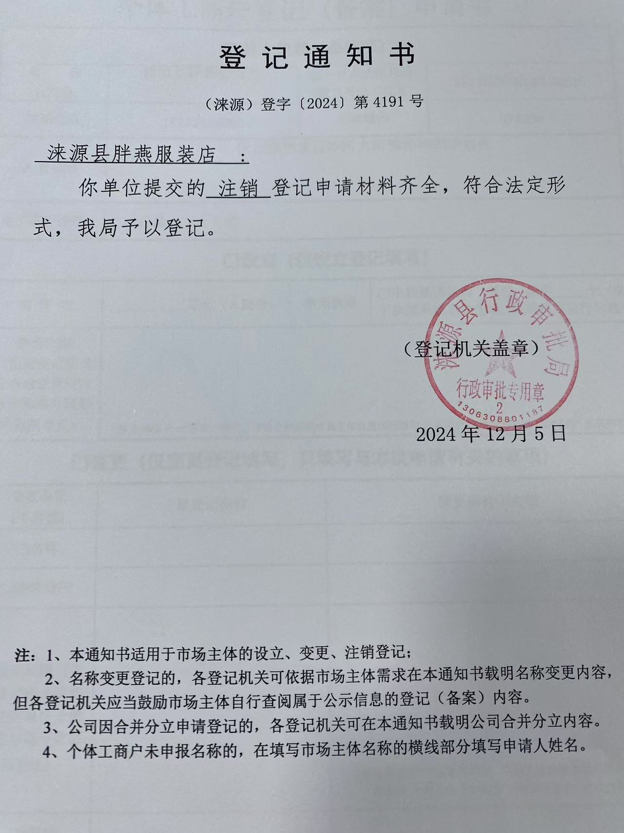 涞源县胖燕服装店登记通知书.jpg