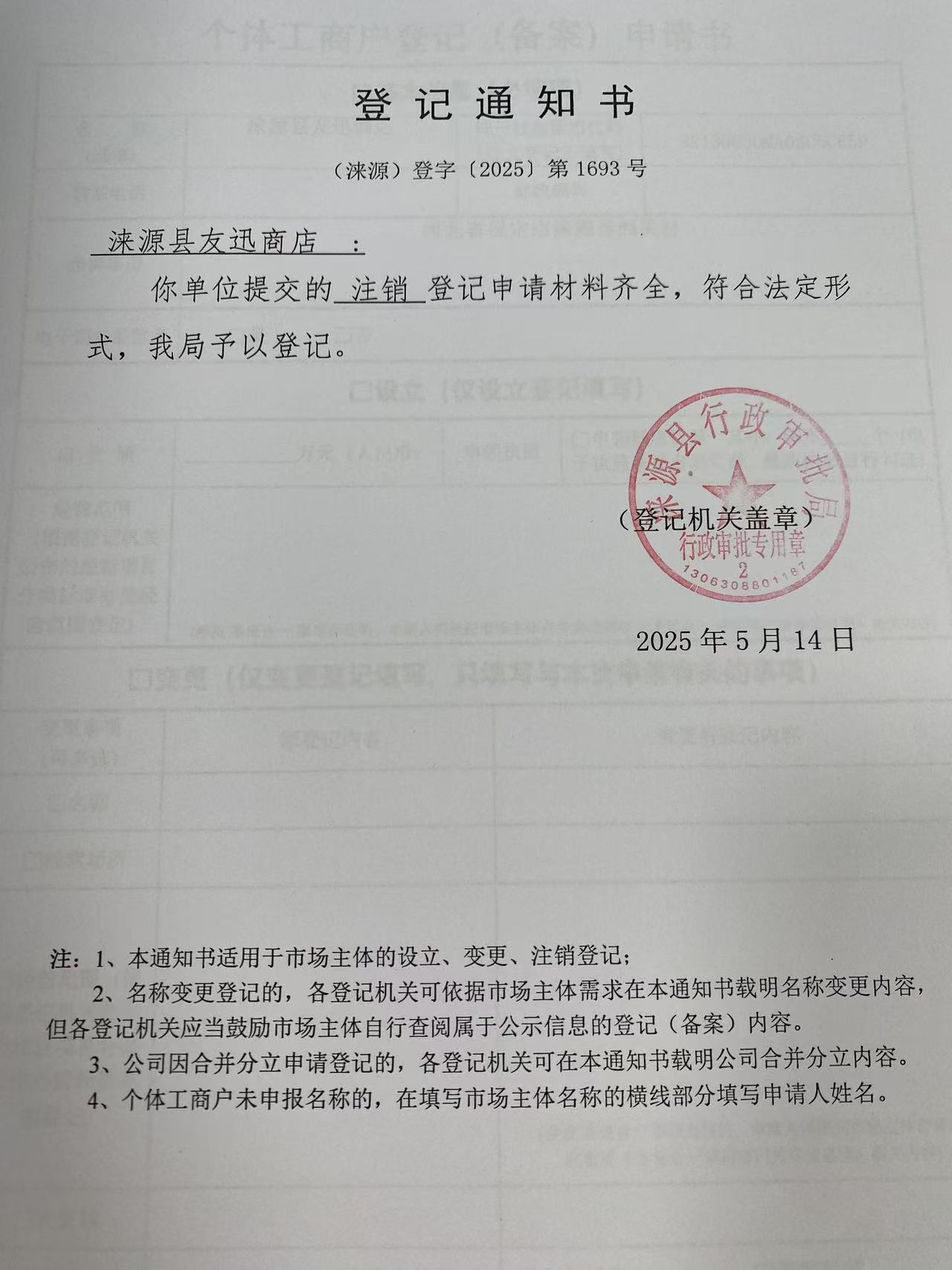 涞源县友迅商店登记通知书.jpg